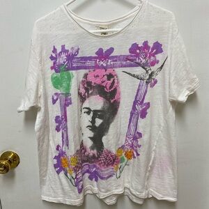 Magnolia Pearl White Tee with Purple and Pink Graphic
